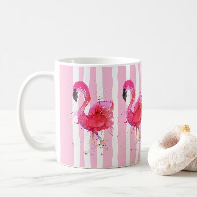 Cute and Colorful Pink Flamingo Mug (With Donut)