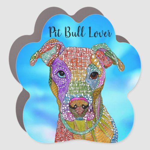Cute and Colorful Pit Bull Lover Car Magnet