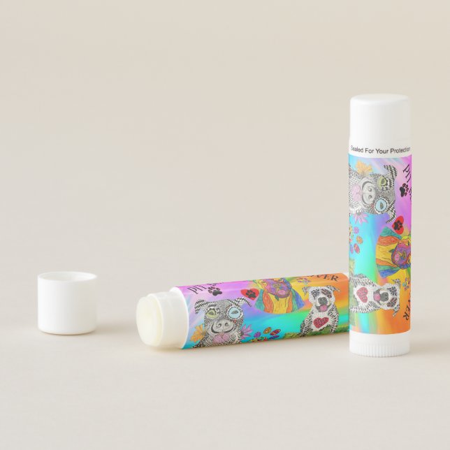 Cute and Colorful Pit Bull Terrier Lip Balm (In Situ)