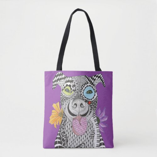 Cute and Colorful Pit Bull Tote Bag
