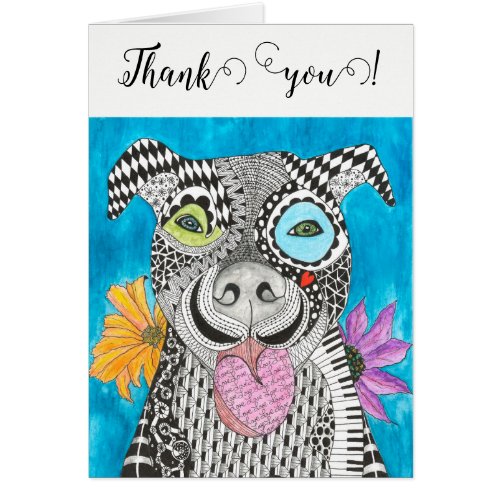 Cute and Colorful Pitbull Dog Greeting Card