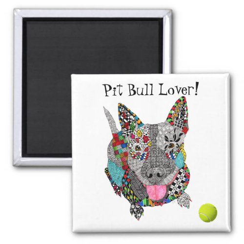 Cute and Colorful Pitbull Dog Magnet