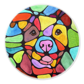 Cute and Colorful Pitbull Door Knob