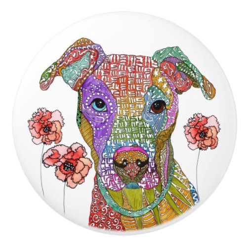 Cute and Colorful Pitbull Door Knob