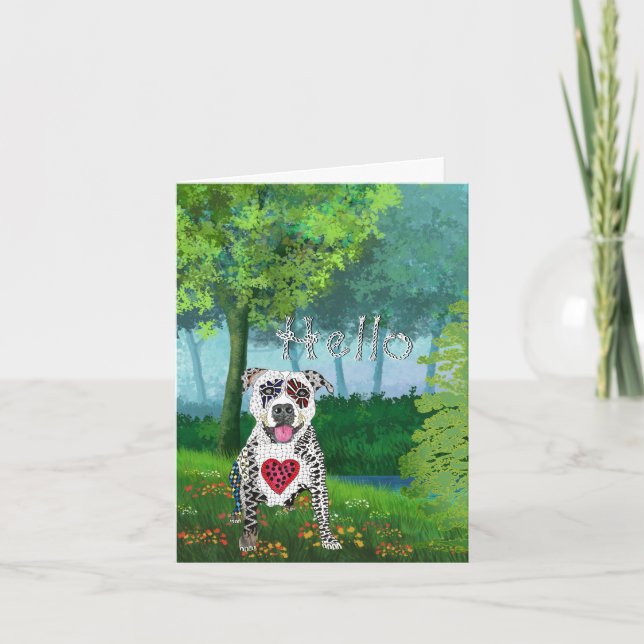 Cute and Colorful Pitbull Greeting Card (Front)