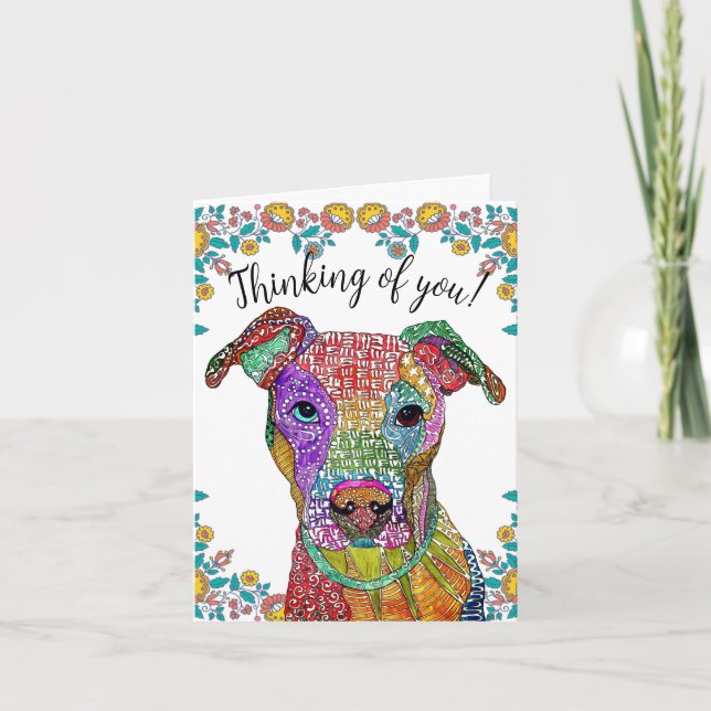 Cute and Colorful Pitbull Greeting Card (Front)