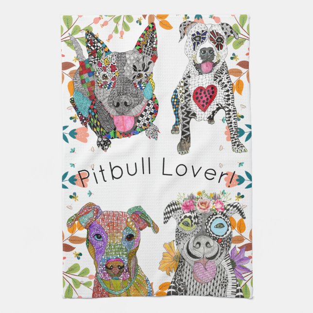 Cute and Colorful Pitbull Kitchen Towel (Vertical)