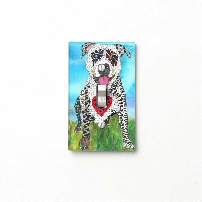 cute and colorful pitbull light switch cover zazzle com