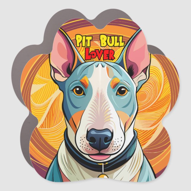 Cute and Colorful Pitbull Lover Car Magnet (Front)