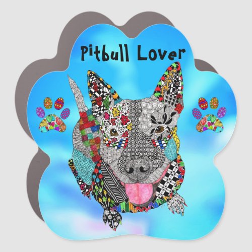 Cute and Colorful Pitbull Lover Car Magnet