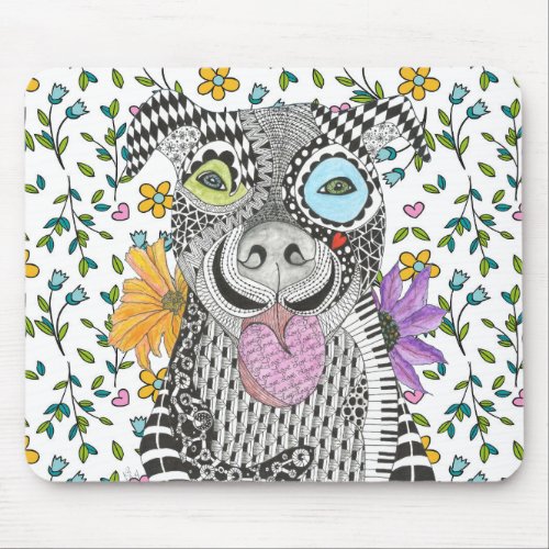 Cute and Colorful Pitbull Mouse Pad