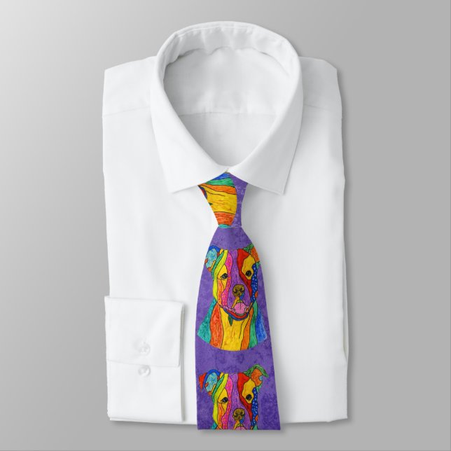 Cute and Colorful Pitbull Neck Tie (Tied)