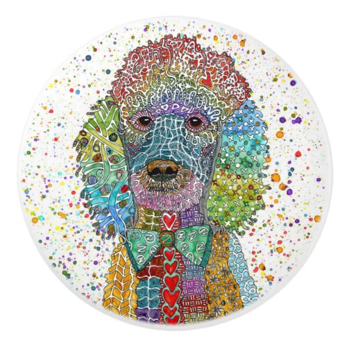 Cute and Colorful Poodle Goldendoodle Ceramic Knob