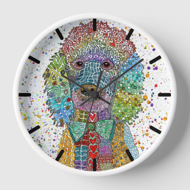 Cute and Colorful Poodle Goldendoodle Clock (Front)