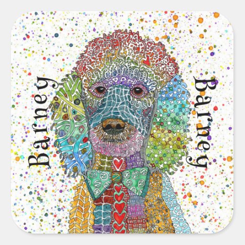 Cute and Colorful Poodle Goldendoodle Square Sticker