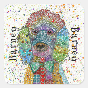 Cute and Colorful Poodle Goldendoodle Square Sticker