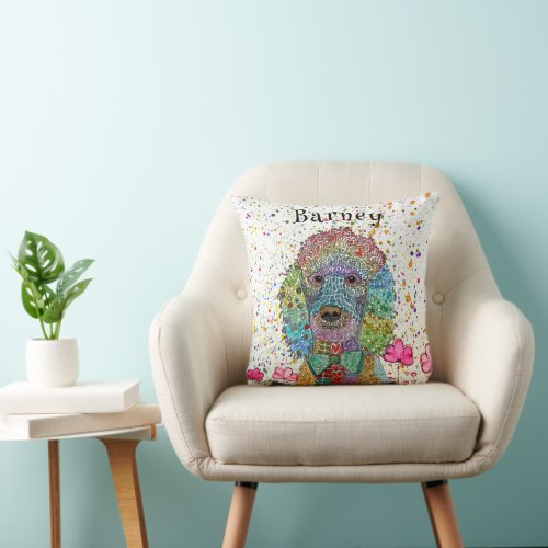 Cute and Colorful Poodle Goldendoodle Throw Pillow