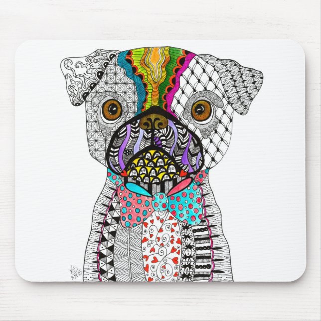 Cute and colorful Pug Dog Mousepad (Front)
