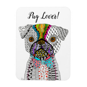 Cute and Colorful Pug Magnet 3"x4"