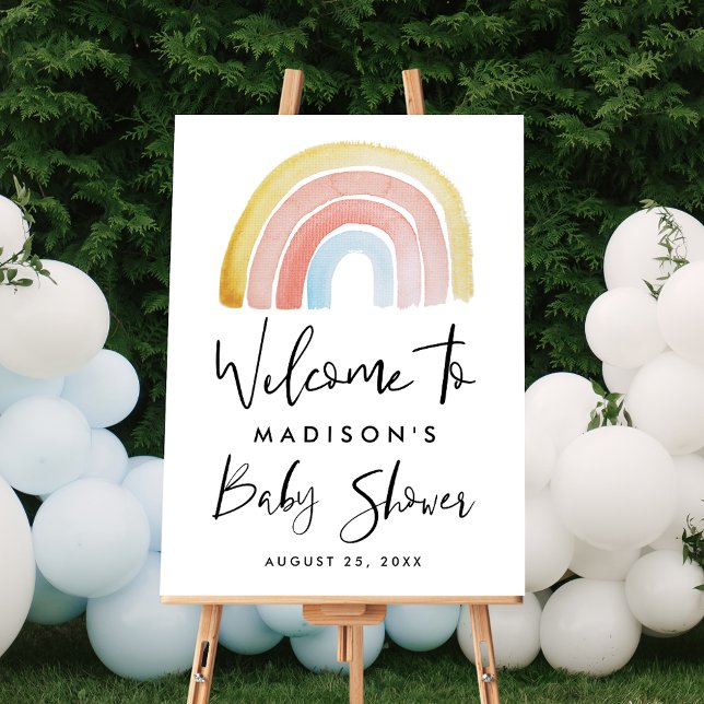Cute and Colorful Rainbow Baby Shower Welcome Sign (Creator Uploaded)