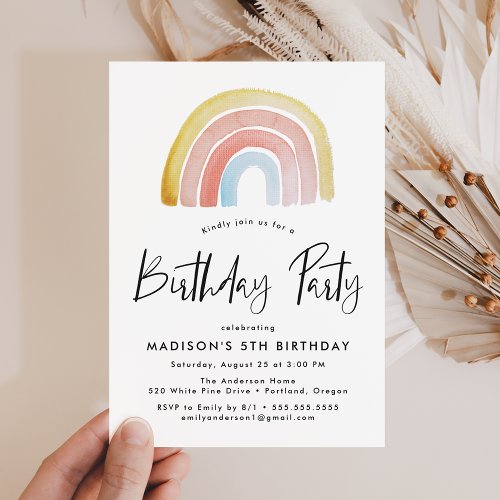 Cute and Colorful Rainbow Birthday Party Invitation