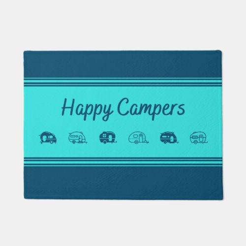 Cute and Colorful Retro RV Happy Campers  Doormat