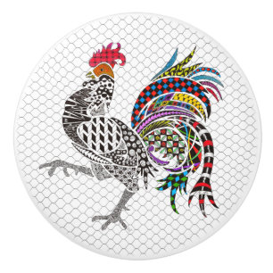 Cute and Colorful Rooster   Ceramic Knob