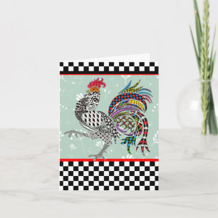 Cute and Colorful Rooster Greeting Card