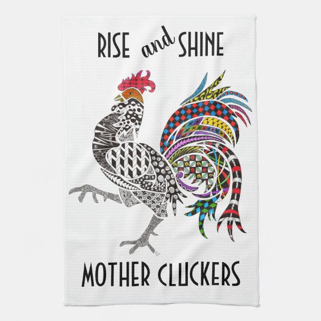 Cute and Colorful Rooster Kitchen Towel (Vertical)