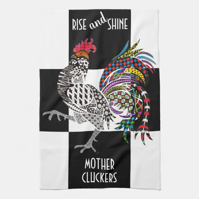 Cute and Colorful Rooster Kitchen Towel (Vertical)