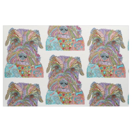 Cute and Colorful Schnauzer Dog Fabric