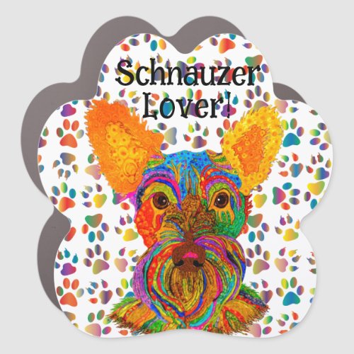 Cute and Colorful Schnauzer Lover Car Magnet