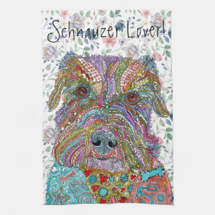 Cute and Colorful Schnauzer Lover Kitchen Towel