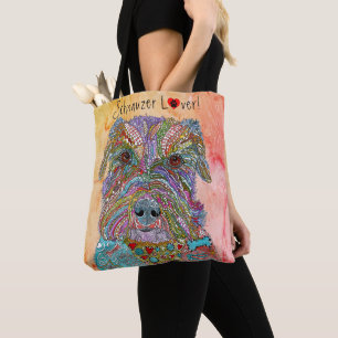 Cute and Colorful Schnauzer Lover   Tote Bag