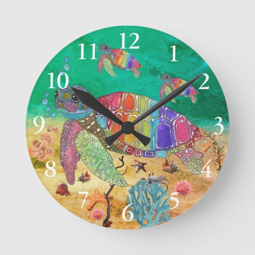 Cute and Colorful Sea Turtle Clock