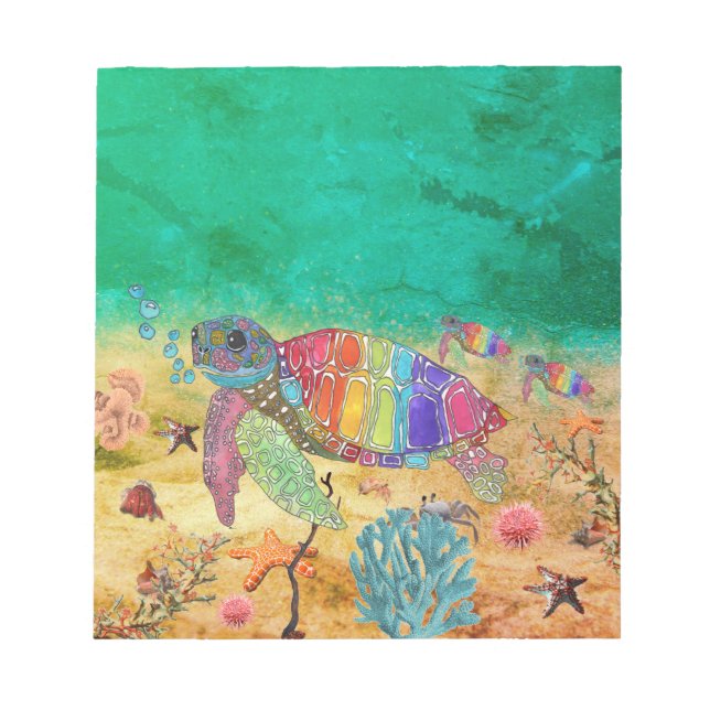 Cute and Colorful Sea Turtle Notepads (Front)