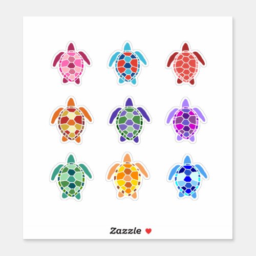 Cute and Colorful Sea Turtles Set Sticker