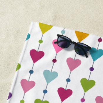 Cute And Colorful Seamless Hearts Pattern Monogram Beach Towel by LifeInColorStudio at Zazzle