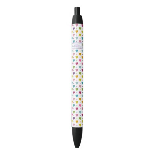 Cute and Colorful Seamless Hearts Pattern Monogram Blue Ink Pen