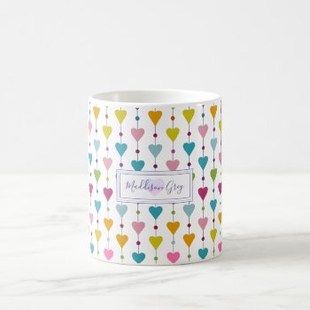Cute And Colorful Seamless Hearts Pattern Monogram Coffee Mug by LifeInColorStudio at Zazzle