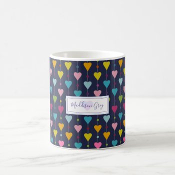 Cute And Colorful Seamless Hearts Pattern Monogram Coffee Mug by LifeInColorStudio at Zazzle