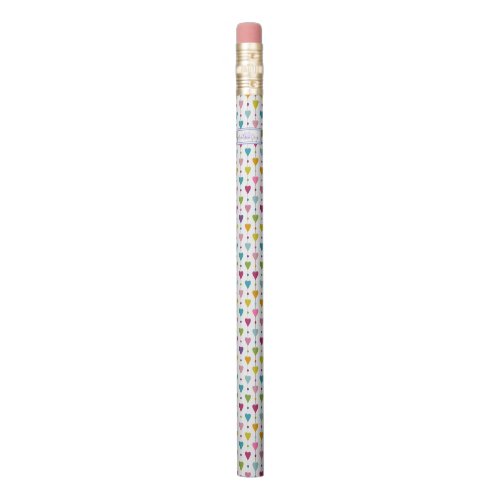 Cute and Colorful Seamless Hearts Pattern Monogram Pencil