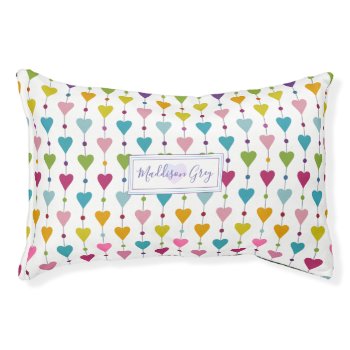 Cute And Colorful Seamless Hearts Pattern Monogram Pet Bed by LifeInColorStudio at Zazzle