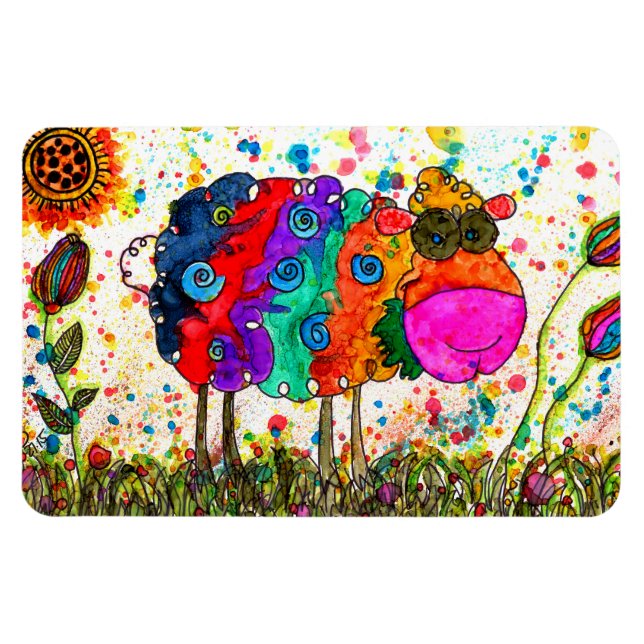 Cute and Colorful Sheep Magnet 3"x4" (Horizontal)