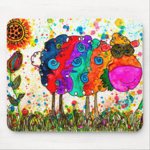 Cute and Colorful Sheep Mousepad