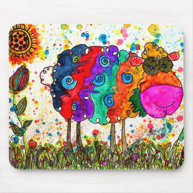 Cute and Colorful Sheep Mousepad (Front)
