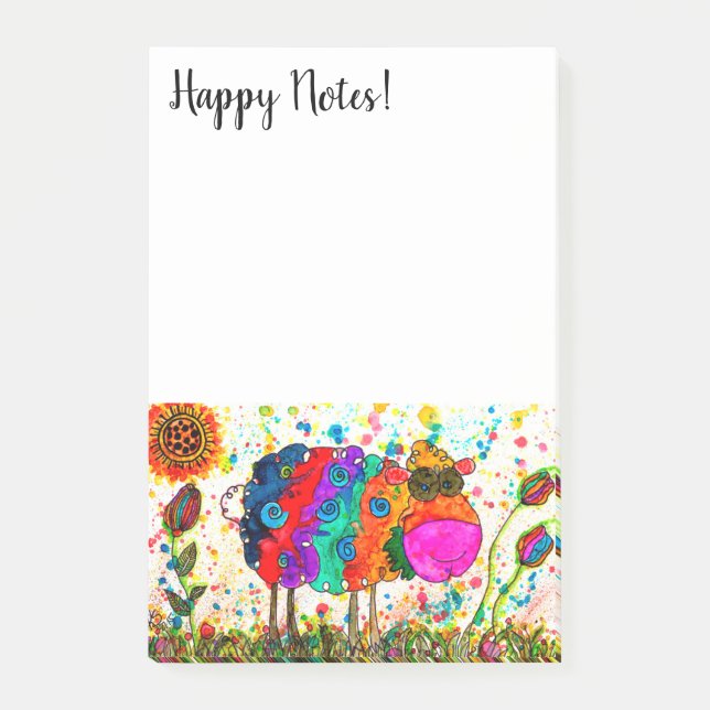 Cute and Colorful Sheep Post-it Notes (Front)