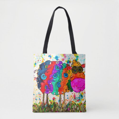 Cute and Colorful Sheep Tote Bag