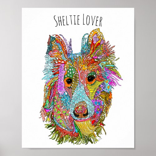 Cute and Colorful Sheltie Lover Poster