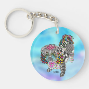 Cute and Colorful Shih Tzu Keychain